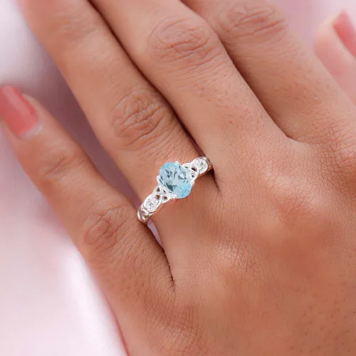 Vista 6 de Compra hermosos anillos de compromiso LC para mujer, piedra de topacio azul, plata de ley 925, piedra natal de amor, Metal, Topacio