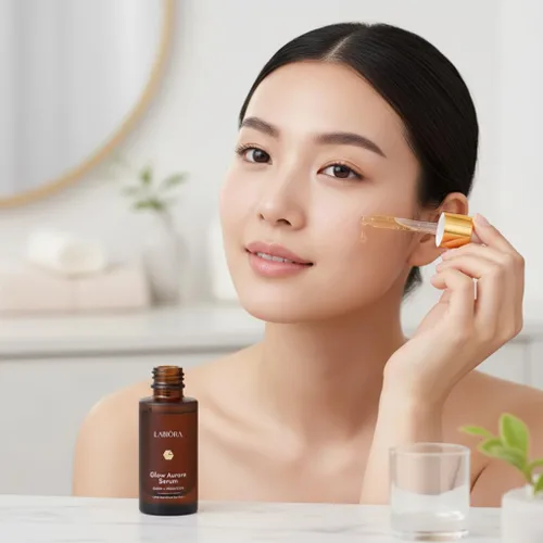 Vista 2 de Glow Aurora Serum – Gotas ligeras coreanas brillantes para la cara con niacinamida, ácido hialurónico y luteína, suero de brillo facial para una tez