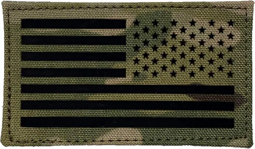 Vista 4 de Infrared IR American Flag - Parche táctico moral con respaldo de gancho rápido - 2x3.5 (adelante)