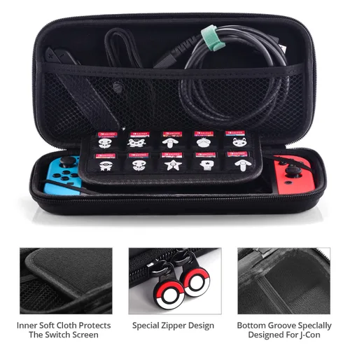 Vista 4 de CampFENSE Carrying Case for SwitchSwitch OLED, Protective Hard Shell Travel Carry Case compatible with Console & Accessories, with 10 Game Card