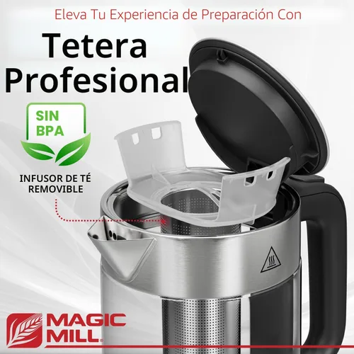 Vista 4 de Magic Mill Pro Hervidor Eléctrico con Infusor de Té y Control de Temperatura - Función de Mantenimiento del Calor, Hervido Rápido, Apagado