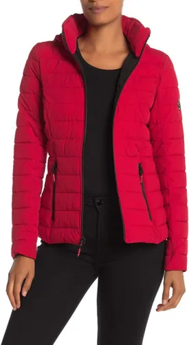 Vista 6 de Nautica Chaqueta acolchada de peso medio con capucha y ribete de piel sintética para mujer Negro