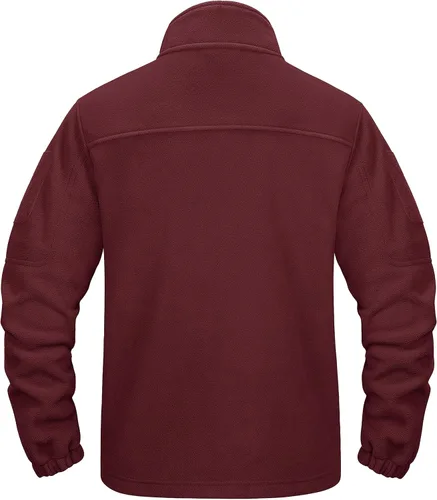 Vista 2 de CRYSULLY Chaqueta de forro polar táctica con cremallera completa para hombre, abrigo de invierno con múltiples bolsillos