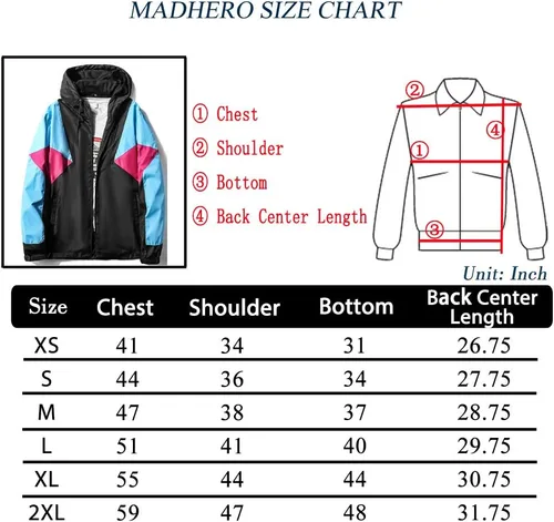 Vista 4 de Chaqueta cortavientos para hombre, ligera, retro de los años 90