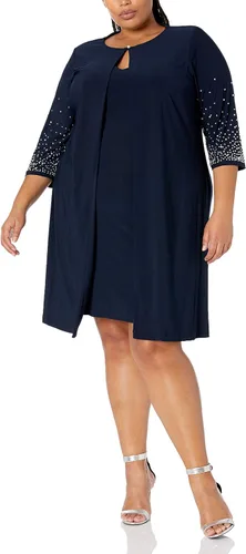 Vista 15 de Alex Evenings Vestido recto con cuello redondo y chaqueta para mujer de talla grande Paloma