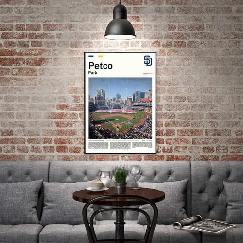Vista 3 de Póster del estadio PetcoPark (lienzo de 17 pulgadas de largo x 11 pulgadas de ancho) de San Diego Ballpark para pared, póster deportivo retro