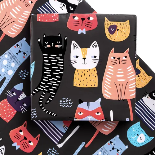 Vista 24 de WRAPAHOLIC Hoja de papel de regalo, 12 hojas con bonito diseño de animales para cumpleaños, vacaciones, fiestas, baby shower, 17.5 x 39.3 pulgadas
