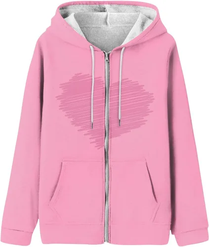 Vista 5 de Sudadera con capucha y cremallera para mujer, chaqueta de manga larga con cremallera