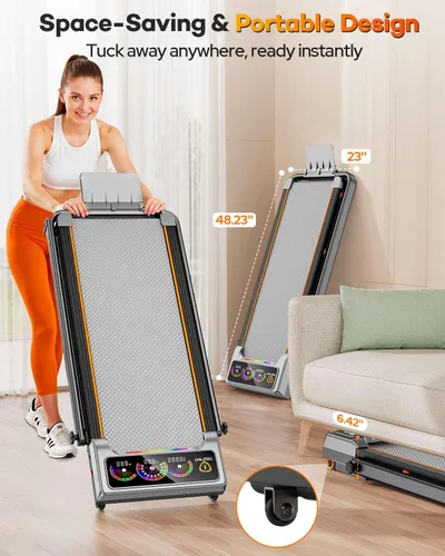 Vista 9 de Almohadilla para caminar con 15% de inclinación automática de 12 niveles, Trisomy 3.5HP plegable debajo del escritorio, cinta de correr de capacidad