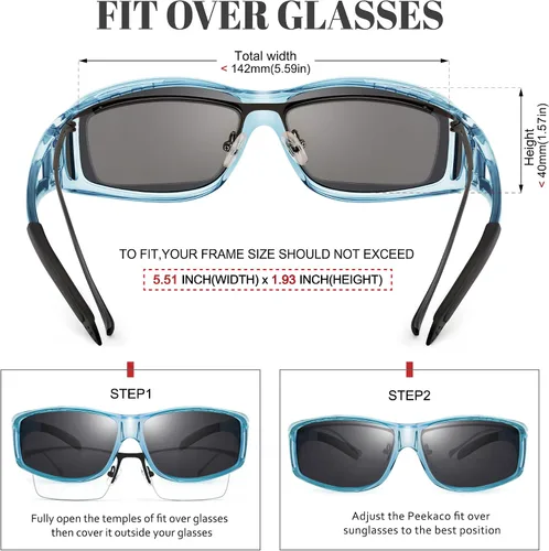 Vista 3 de Polarized Sunglasses Fit Over Glasses for Women Men with UV400 Protection Over Wrap Around Sun Glasses
