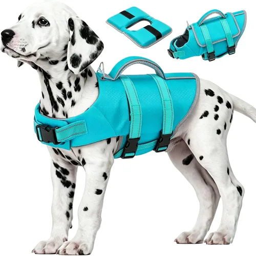 Vista 10 de EMUST Chalecos salvavidas ajustables para perros pequeños con flotabilidad mejorada, chaleco de natación pequeño con asa de rescate duradera