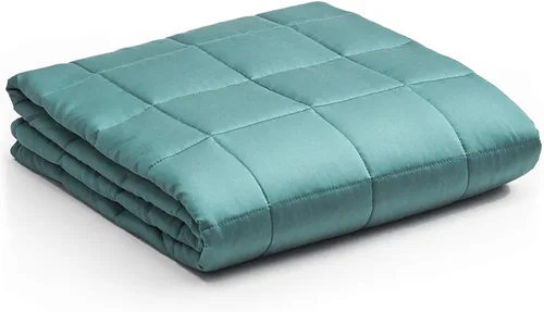 Vista 26 de YnM Manta con peso refrescante, compartimentos más pequeños con cuentas de cristal, manta de cama para una persona de 60 libras, ideal para cama