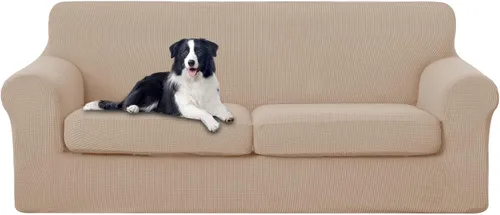Vista 9 de U-NICE HOME Funda elástica para sofá de 3 piezas, funda de sofá lavable con cojín de asiento individual para sofá de 2 cojines, apta para mascotas