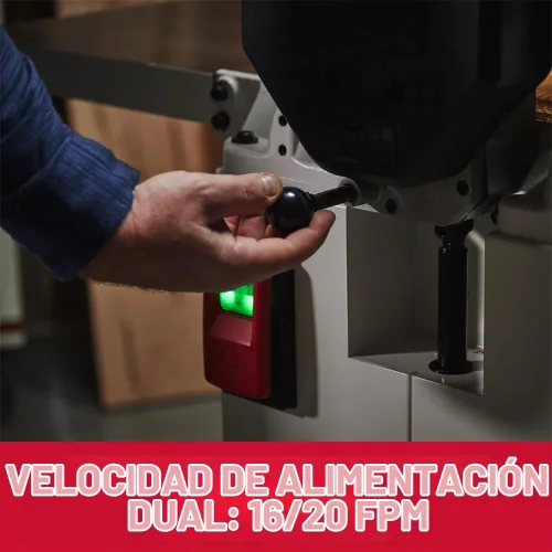 Vista 5 de JET Cepilladora de 15 pulgadas de grosor para carpintería, cabezal de corte de estilo helicoidal con velocidad de alimentación de 2 velocidades