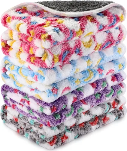 Vista 13 de Reginary - 4 mantas de forro polar de conejillo de indias, adorable pata Revestimientos impermeables y lavables, ropa de cama absorbente de doble