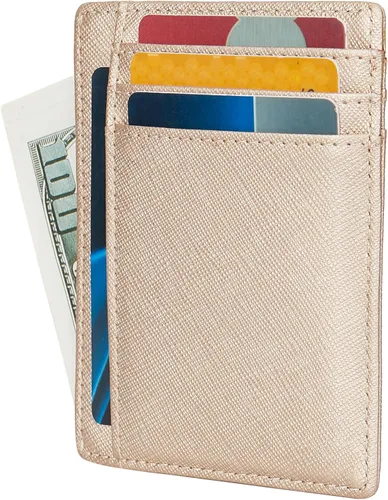 Vista 2 de LinsCraft Pequeñas carteras de bolsillo con bloqueo RFID para hombres y mujeres