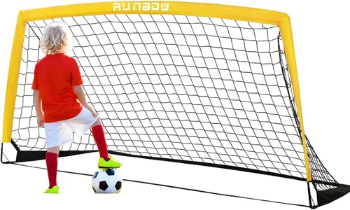 Vista 21 de Portería de fútbol infantil de 6 x 4 pies con bolsa de transporte, red de fútbol plegable portátil para entrenamiento de práctica en el patio