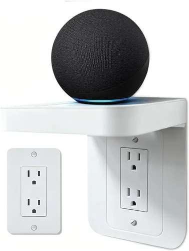 Vista 9 de Soporte de Estante para Enchufe Compatible con Receptáculo Dúplex, Decoración de Baño, Gestión de Cables, Una Solución de Ahorro de Espacio, Homepod