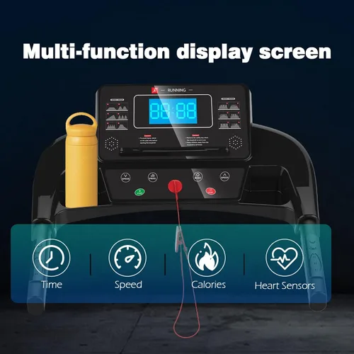 Vista 2 de Cinta de correr plegable para el hogar con inclinación, plegable para entrenamiento, máquina eléctrica para caminar, 15 programas preestablecidos