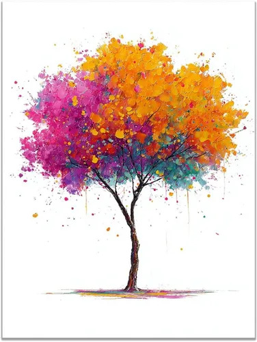 Vista 9 de VOCBAN Modern Artwork Colourful Tree Of Life Wall Art Canvas Picture Print Painting Botanical Artwork for Bathroom Living Room Bedroom(blue blue 80