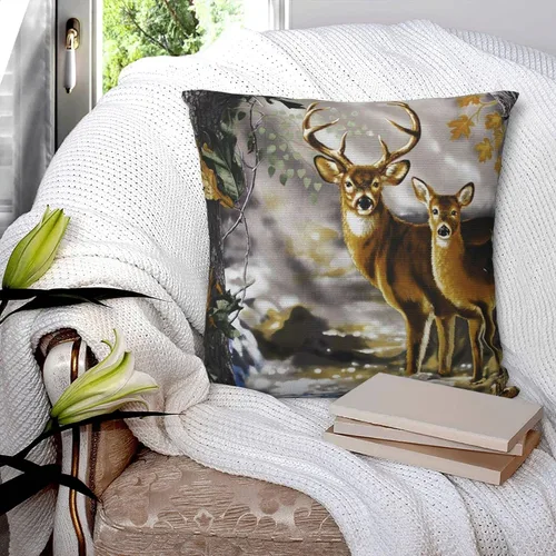 Vista 9 de SEAEAGLE Funda de almohada decorativa de doble cara con diseño de ciervo y camuflaje de árbol real para sofá