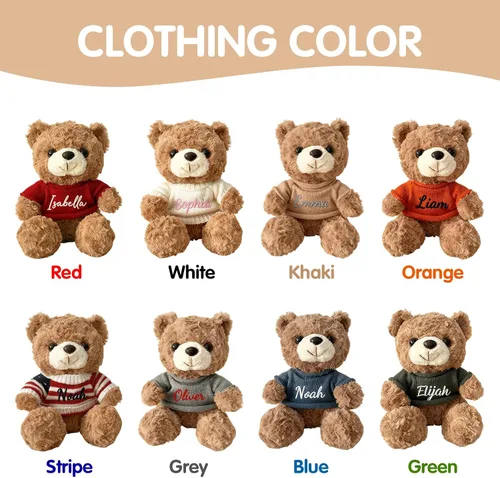 Vista 8 de OELTTG Oso de peluche personalizado con nombre, animal de peluche con nombre personalizado, relleno de cesta de Pascua para bebé, regalos