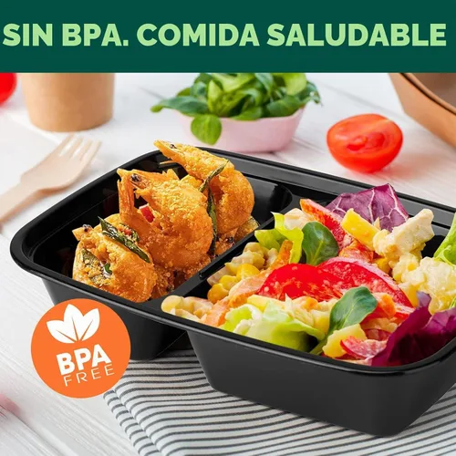 Vista 2 de Glotoch - Paquete de 10 recipientes de 32 onzas para preparación de comidas reutilizables, aptos para microondas, extra grandes y gruesos con tapas