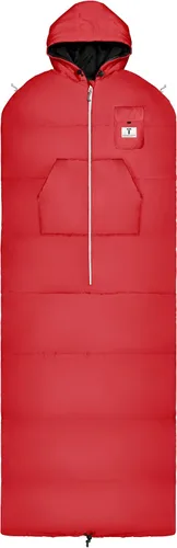 Vista 15 de Bolsa de dormir portátil Thermotuff con capucha doble, orificios para los brazos con cremallera, bolsillos y cordón ajustable: ideal para acampar
