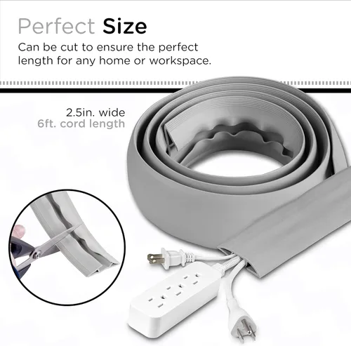 Vista 2 de Cordinate Cubierta de cable para piso de 6 pies, protector de cable, oculta cables de extensión, protege cables, evita riesgos de cable, ocultador