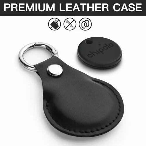 Vista 3 de Funda para Chipolo POP Tracker Tag, funda protectora de piel sintética de microfibra con llavero compatible con Chipolo ONE/ONE Spot/One Point