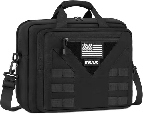Vista 8 de MOSISO Bolsa táctica para laptop de 15.6 pulgadas para hombres, bolsa de mensajero táctica de 15-16 pulgadas, bolsa de hombro con múltiples Verde