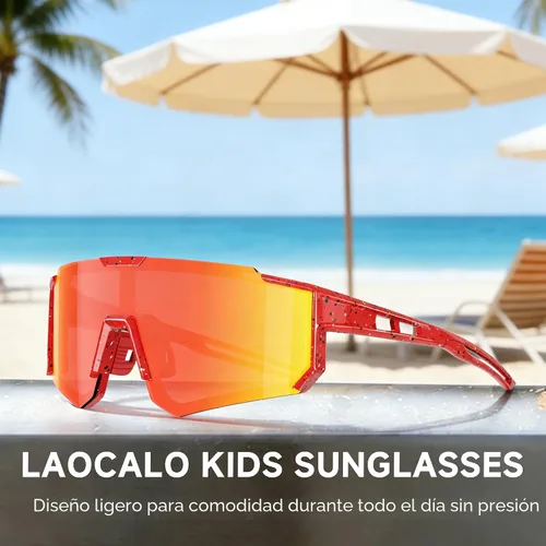 Vista 4 de Gafas de sol de béisbol deportivas para jóvenes, ligeras, polarizadas, para sóftbol, ciclismo, para niños y niñas de 3 a 12 años