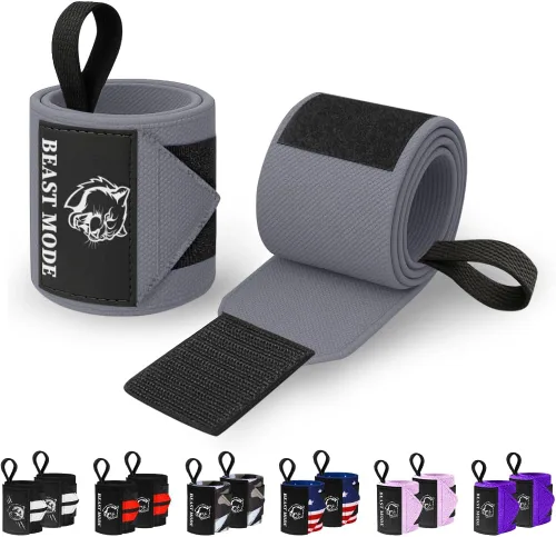 Vista 50 de TECEUM Elastic Cotton Weightlifting Wrist Wraps with Thumb Loops, 1 Pair