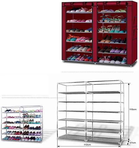 Vista 6 de Mytunes Zapatero de 6 niveles, armario de almacenamiento de zapatos con cubierta a prueba de polvo, estantes organizadores de habitación