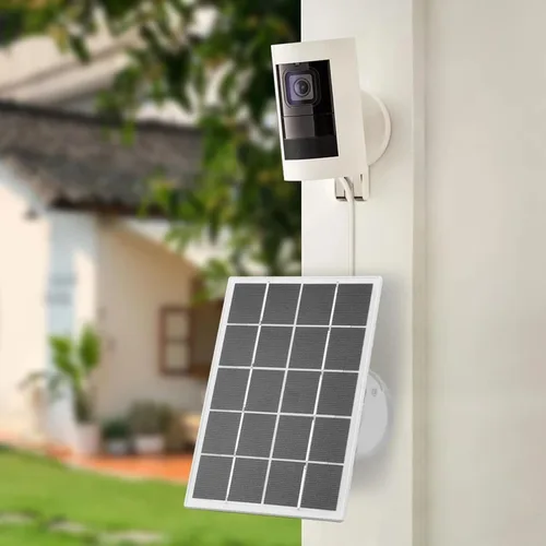 Vista 6 de AUNMAS Panel solar monocristalino de 20 W para cámara de seguridad al aire libre, 5 V, impermeable, ajustable, montaje en pared con cable de 9.8 pies