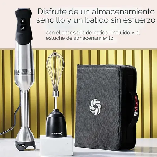 Vista 7 de Vitamix - Licuadora de inmersión de 5 velocidades de 3 piezas con accesorio para batir y estuche de almacenamiento, licuadora manual de grado