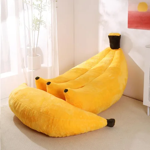 Vista 13 de Sofá de frijoles con otomana IEVENW en forma de banana, sofá de piso con reposapiés, cómodo sofá cama convertible para adultos, sofá de felpa