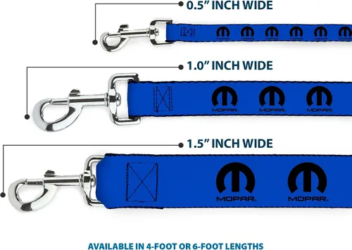 Vista 3 de Mopar Pet Leash, Dog Leash, Mopar Logo Repeat Blue Black, 4 Feet Long 1.0 Inch Wide