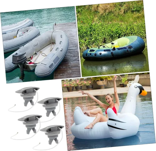 Vista 4 de Juego de 4 piezas de cubierta de válvula de aire para bote, kayak, canoa, barco inflable, buque, buque, buque, tapones, tapones