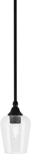 Vista 92 de Toltec Lighting Tallo Colgado Mini colgante, acabado de cobre negro, 3.5" cuadrado humo burbuja vidrio