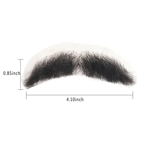 Vista 4 de Barba falsa Pelo de fibra sintética con encaje a mano, bigote realista para disfraz de adulto, 1 pieza de barba falsa (marrón)