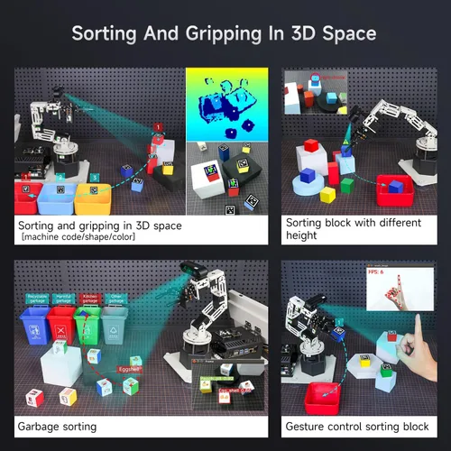 Vista 4 de Yahboom 6DOF Kit de brazo robótico de programación 3D, agarre adaptativo 3D, inteligencia incorporada, modelo de IA grande para ingenieros mecánicos