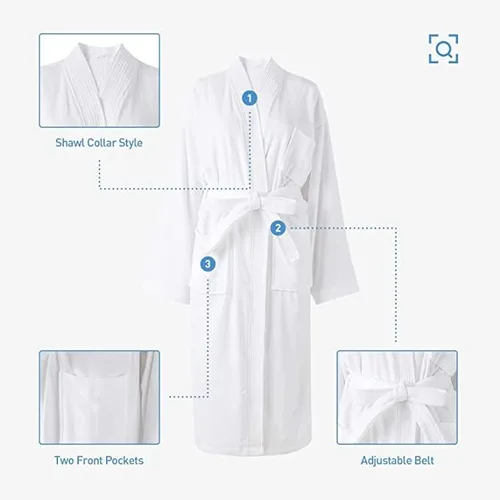 Vista 4 de Acanva Women's & Men's Terry Robe Plush Cotton Spa Kimono Bathrobe