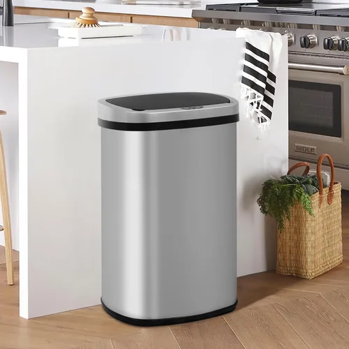 Vista 16 de 24/7 Shop at Home Freeway - Tapa de metal con sensor de movimiento para cocina, 13 galones, color negro