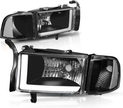 Vista 16 de Auto Dynasty Conjunto de Faros LED DRL Compatible con Dodge Ram 1500 2500 3500 de 1994-2002, 4 Piezas Faros Halógenos de Repuesto con Doble Luz