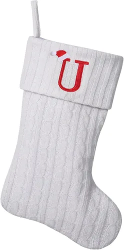 Vista 81 de Medias de Navidad personalizadas de 19 pulgadas con iniciales bordadas, medias de Navidad de punto negro para decoraciones de vacaciones familiares