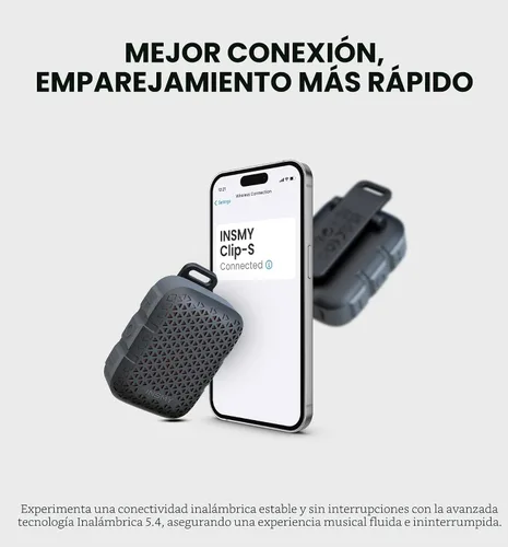 Vista 8 de INSMY Altavoces Bluetooth portátiles, impermeabilidad IP67, altavoz personal pequeño portátil con clip, sonido limpio, par estéreo, inalámbrico