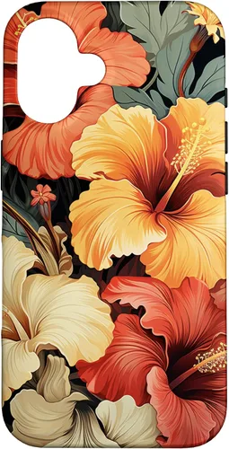 Vista 32 de Hawaiian Tropical Design Yellow Red Hibiscus Plumeria Case for iPhone 17