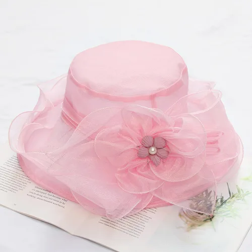 Vista 2 de Tocado Derby para mujer, sombrero de organza para iglesia, boda, ala ancha, cóctel, fiesta de té
