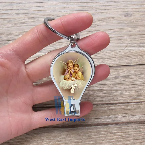 Vista 6 de Llaveros de bautismo grabados personalizados 12 piezas Llavero con cortauñas y abridor de botellas de recuerdos para bebés niños y niñas regalo